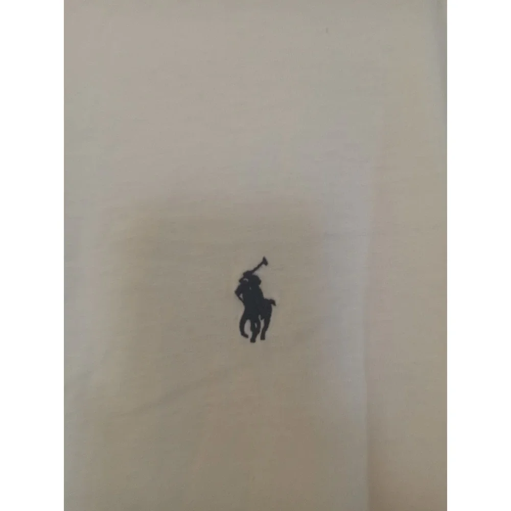 Polo Ralph Lauren Mens White Long Sleeve Crewneck T-Shirt Large Blue Pony Logo